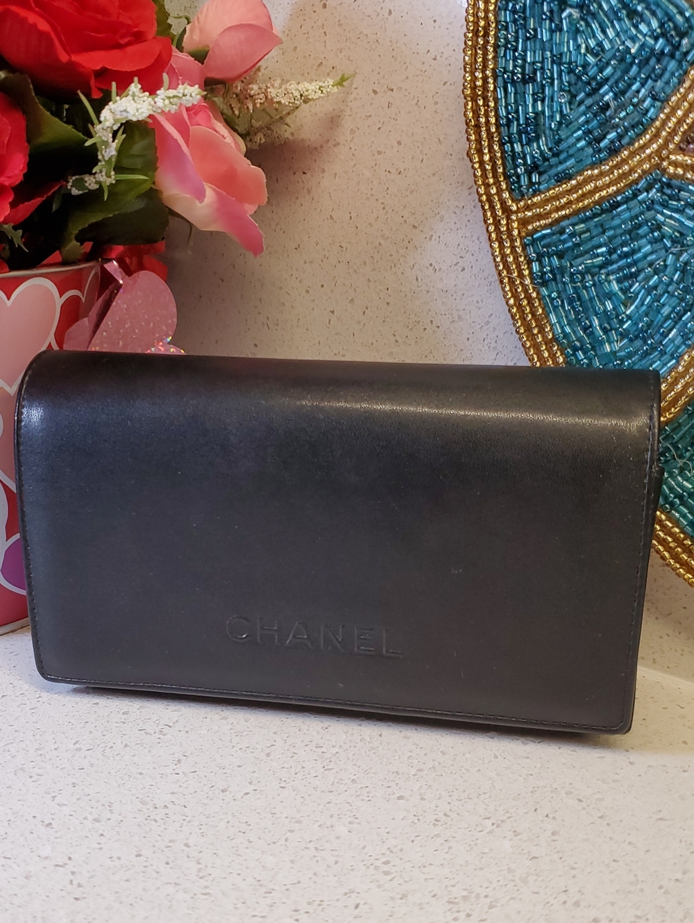 CHANEL Black Leather Sunglasses Case